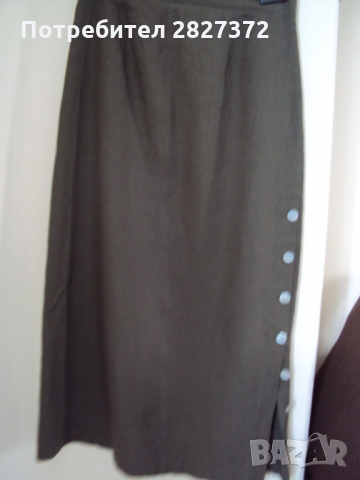 Продавам ленена пола в зелено дълга до прасеца , снимка 8 - Поли - 36083569