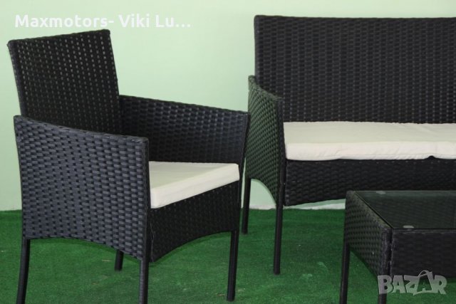 Градински комплект с възглавници, 4 части, полиратан, снимка 4 - Други - 36015861