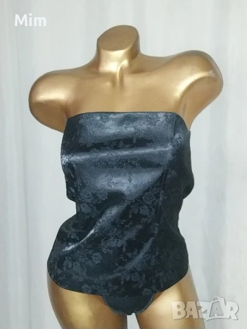 Сатенен черен корсет , снимка 2 - Корсети, бюстиета, топове - 51069575