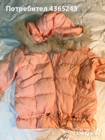 Дамско розово зимно късо яке с пух размер М, снимка 4 - Якета - 52576719