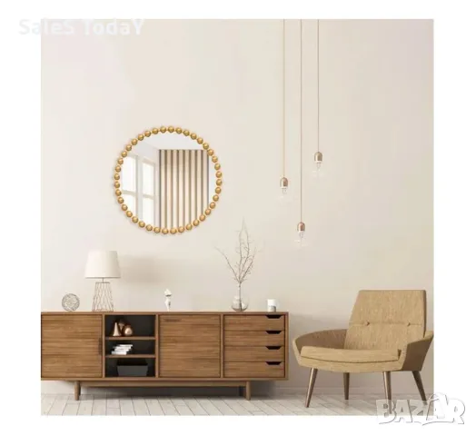 Кръгло Огледало за сетна, с топчета, 60см