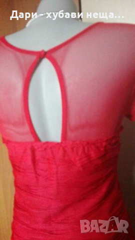 Червена еластична рокля с релеф🍀❤S,M❤🍀арт.077, снимка 3 - Рокли - 36331076