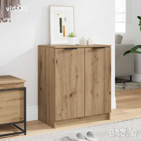 vidaXL Шкаф за обувки дъб артизан 59x35x70 см инженерна дървесина, снимка 2 - Скринове - 56148342