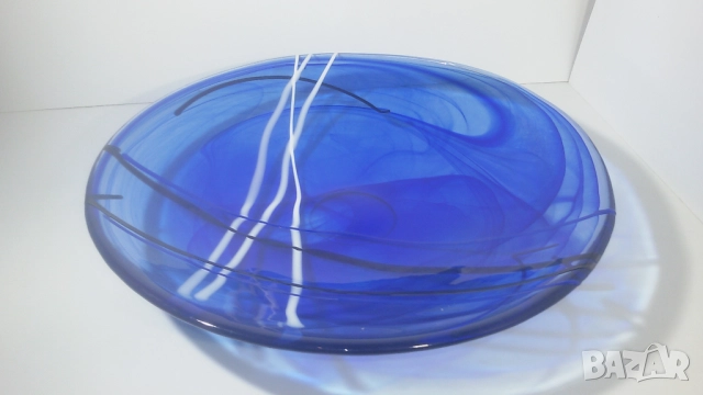 Kosta Boda Contrast Blue Dish 356 mm чиния на Коста Бода