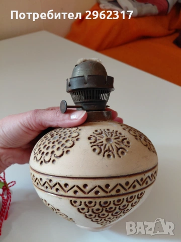 Старина керамечна (газена)лампа, снимка 3 - Антикварни и старинни предмети - 53763275