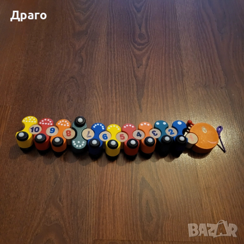 Дървена детска играчка с цифри - "Гъсеница", снимка 2 - Образователни игри - 52356348