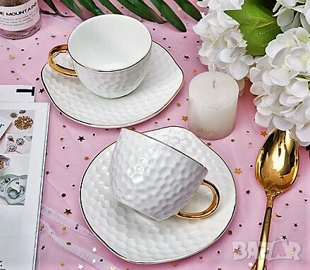 Луксозни  чаши за кафе и чай от изящен костен порцелан, снимка 16 - Подаръци за жени - 27212439