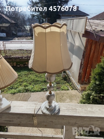 ретро мраморни и дървена лампа, снимка 3 - Лампиони - 53615457