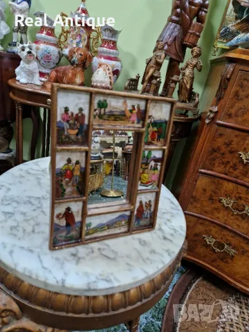 Страхотно антикварно огледало ръчно изрисувано , снимка 4 - Антикварни и старинни предмети - 50154176