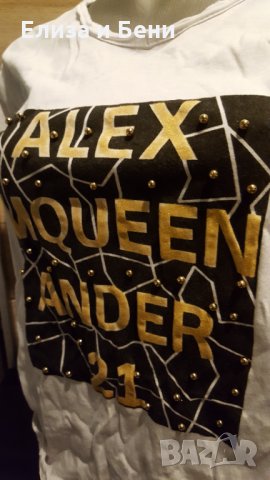 Тениска с надпис Alexander Mqueen