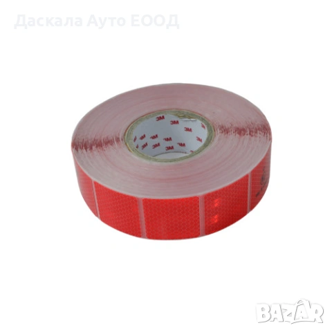Червена 3М светлоотразителна лента тиксо на квадрати за брезент 45м.