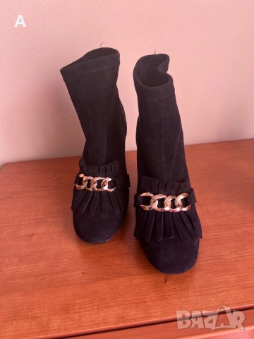  Дамски боти естествен велур