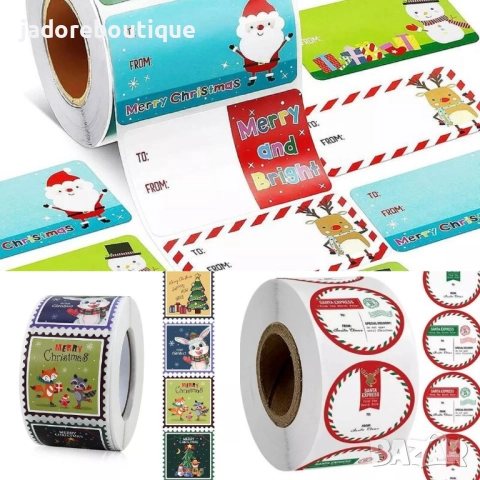 50 бр/ролка Лепенки стикери Коледни различни видове и размери картички скрапбук декорация 