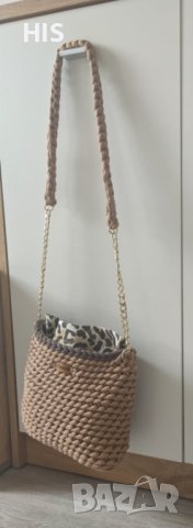 Дамска плетена луксозна чанта , ръчно изработена , кафява, снимка 7 - Чанти - 40479503