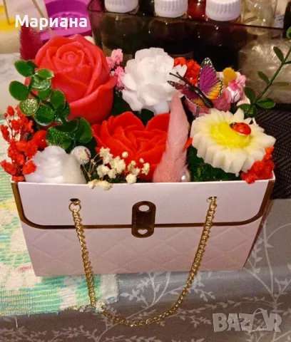 Ръчно изработени сапуни/свещи, снимка 6 - Изкуствени цветя - 49398063