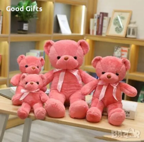 Плюшено Мече с панделка, 35см Розово, Кафяво, Лилаво и др., снимка 3 - Плюшени играчки - 49157974