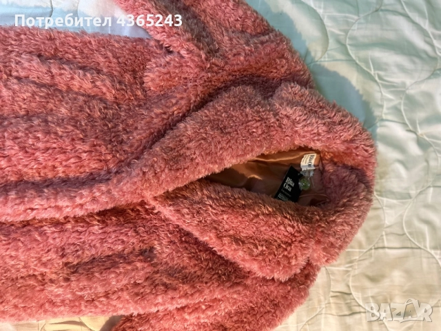 Дамско розово пухено палто НОВО С Етикет! Размер XS, снимка 7 - Палта, манта - 52576961