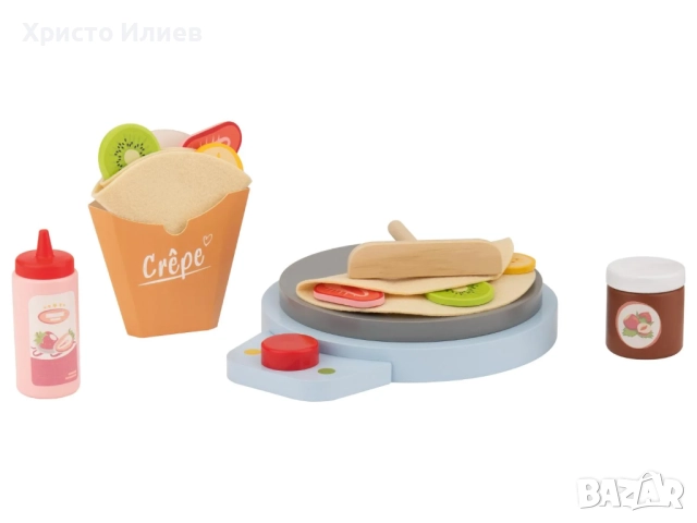 Детски дървен уред за палачинки с аксесоари Дървени кухненски играчки, снимка 2 - Други - 52344672