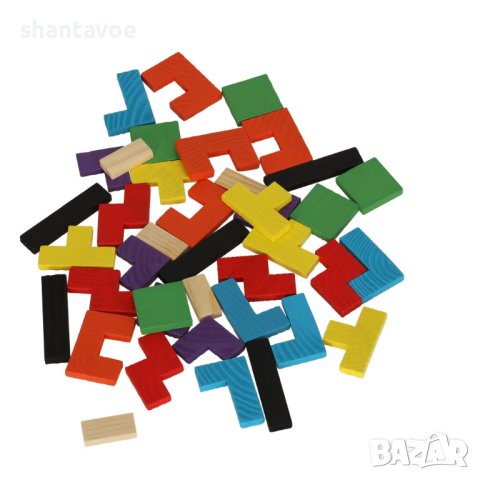 Тетрис - логически дървен пъзел с 40 цветни части , снимка 3 - Образователни игри - 41421758