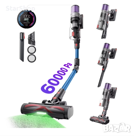 Безжична вертикална прахосмукачка Proscenic P16, 550 W, дигитален LED дисплей, стенен монтаж със зар, снимка 2 - Прахосмукачки - 52027849