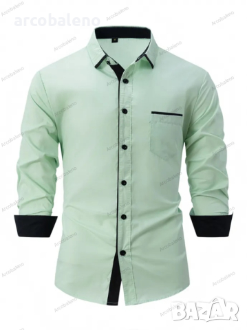 Мъжка бизнес вталена ежедневна риза с цветни блокове, Риза с дълъг ръкав, 8цвята , снимка 8 - Ризи - 44839754
