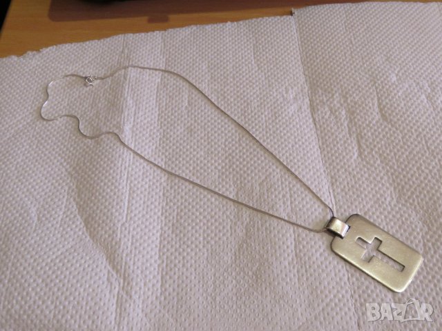 сребърен синджир с кръст, сребърен кръст плочка - за да ви пази и закриля сребро, снимка 2 - Колиета, медальони, синджири - 34135848