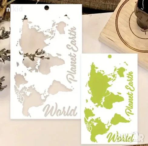 Световна Географска карта на света стенсил шаблон спрей за торта украса сладки Scrapbooking, снимка 2 - Други - 56239827