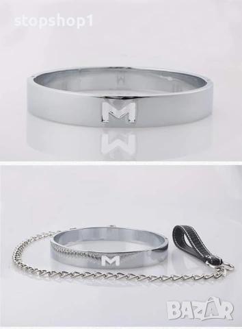 Метална огърлица с О-пръстен/колие с верижка за врата, комплект за обвързване, робски фетиш, косплей, снимка 5 - Колиета, медальони, синджири - 53862932