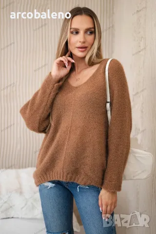 Дамски пуловер с V-образно деколте, 5цвята , снимка 2 - Блузи с дълъг ръкав и пуловери - 47617135