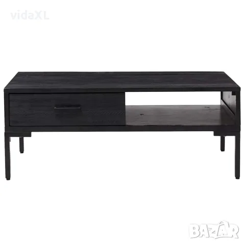 vidaXL Маса за кафе, черна, 90x50x35 см, борово дърво масив, снимка 3 - Маси - 56147202
