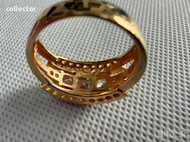 Дизайнерски сребърен пръстен с позлата и камъни. №7775, снимка 8 - Пръстени - 52847732