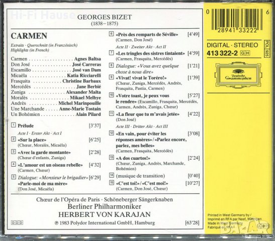 Bizet - Carmen - Herbert Von Karajan, снимка 2 - CD дискове - 34588253