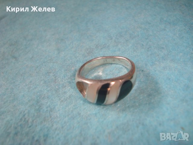 СТАР СРЕБЪРЕН ПРЪСТЕН СРЕБРО 925 АНГЛИЯ с ЧЕРЕН ШЛИФОВАН ОНИКС РЪЧНА АРТ ИЗРАБОТКА 25834, снимка 16 - Пръстени - 35747943