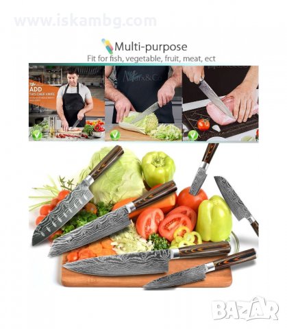 НОЖОВЕ ГОТВАРСКИ ОТ ДАМАСКА СТОМАНА - код 2564, снимка 4 - Прибори за хранене, готвене и сервиране - 33931487