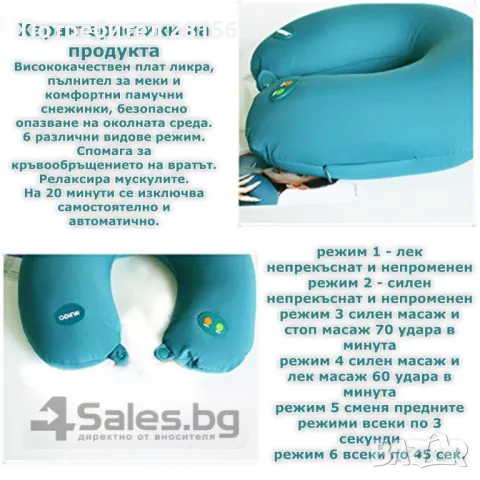 Електрическа масажна възглавничка за път, снимка 2 - Аксесоари и консумативи - 49237971