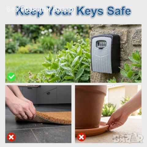 Нов Сейф за ключове за външен монтаж, алуминий, капак, 4-цифрен код, снимка 6 - Други стоки за дома - 53694161