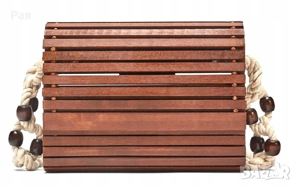 Дървена лятна чанта Zara. , снимка 3 - Чанти - 51186464