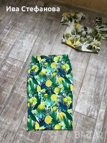 Разкошен нов свеж топ бюстие лимони лимон зелен листа квадратно деколте hm h&m , снимка 9 - Корсети, бюстиета, топове - 40722254