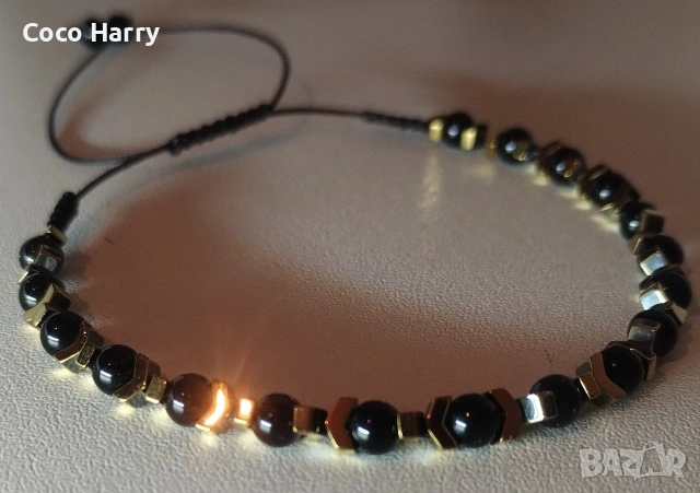 Гривна с хематит и черен оникс,ръчно изработена 