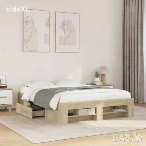 vidaXL Рамка за легло без матрак сонома дъб 140x190 см инженерно дърво, снимка 2 - Спални и легла - 56146884