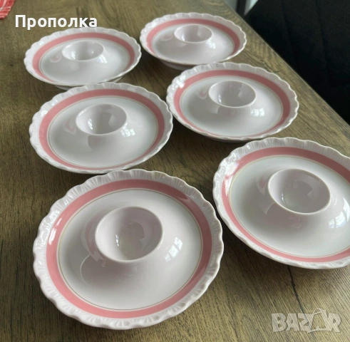Коктиери за яйца Hutschenreuther от истински розов порцелан - 6бр. , снимка 2 - Други - 53630225