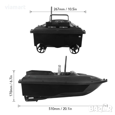 Лодка за стръв с дистанционно Flytec D13C 5200 mAh, Два контейнера, снимка 11 - Стръв и захранки - 50526395