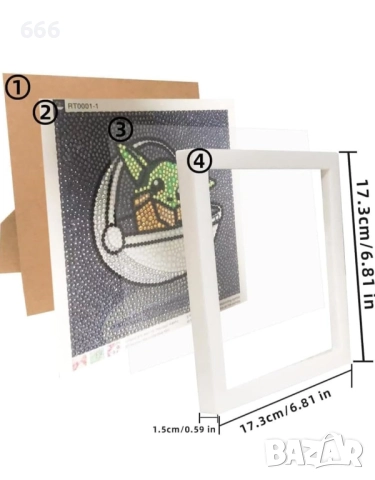 Диамантена картина Покемон Пикачу с рамка, снимка 5 - Картини - 51434145