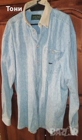 PART TWO Нова Мъжка Дънкова Риза с Яка L 