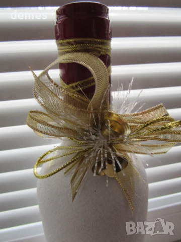 Луксозна бутилка с вино с коледна декорация, снимка 4 - Декорация за дома - 52880239