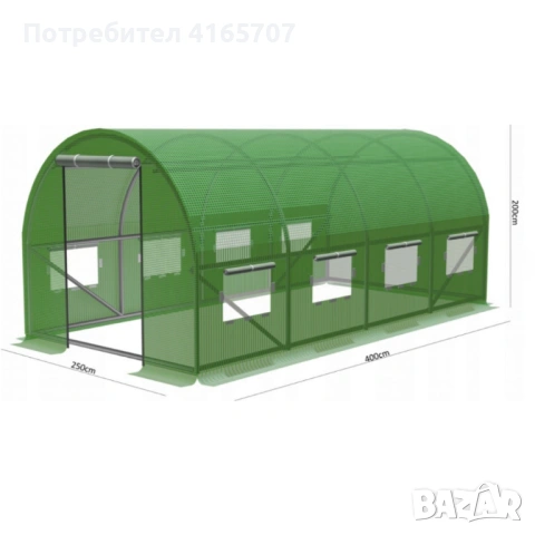 Градинска четирисегментна оранжерия - професионална защита за вашите култури - 4 х 2,5 х 2м, снимка 2 - Оранжерии - 53650234