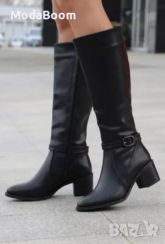 Ботуши на ток - Кожа, снимка 2 - Дамски ботуши - 48662794