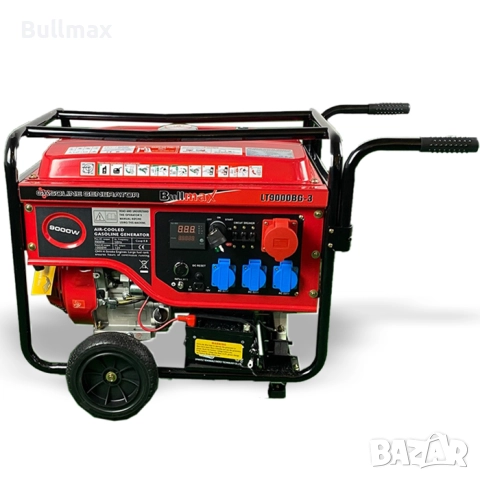  Трифазен бензинов генератор за ток за къща 9,5 KW + ATS кутия /автоматика/ червен, преносим, снимка 4 - Генератори - 52569824