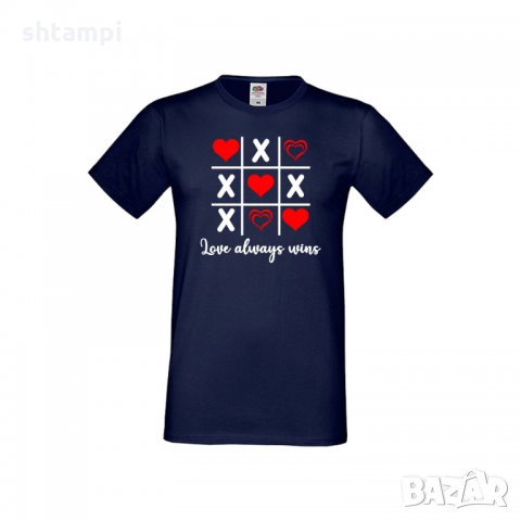 Мъжка тениска Свети Валентин Tic Tac Toe Love Always Wins, снимка 7 - Тениски - 35716310