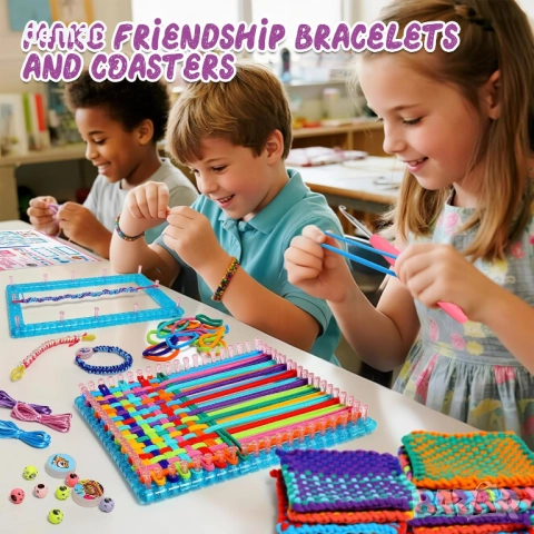 Комплект за тъкане и изработка на гривни Sunrad 2 в 1 за момичета, снимка 2 - Образователни игри - 51741839